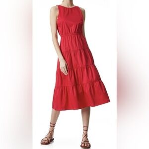 Alice + Olivia Hartley Open Back Red Midi Dress - Size 2